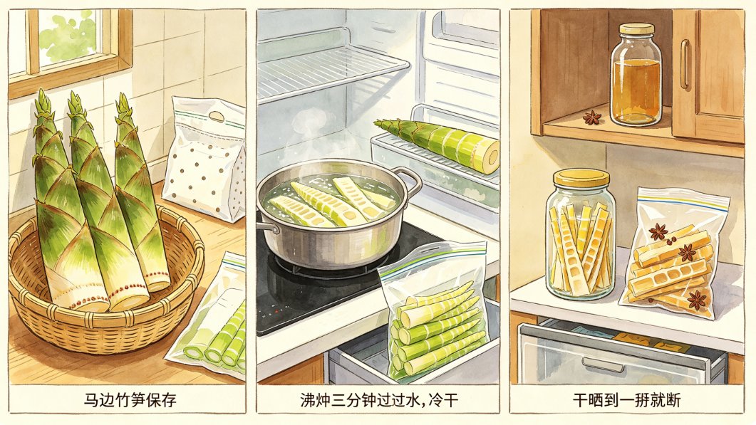 鲜笋带壳冷藏、焯水分装冷冻、干笋密封防潮.png