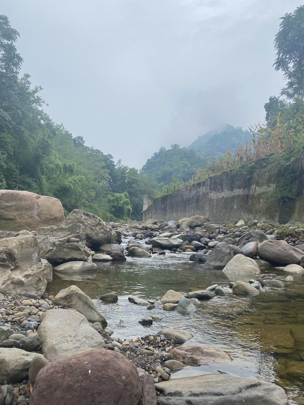 雾笼马边溪谷：清川穿石，山翠裹轻烟